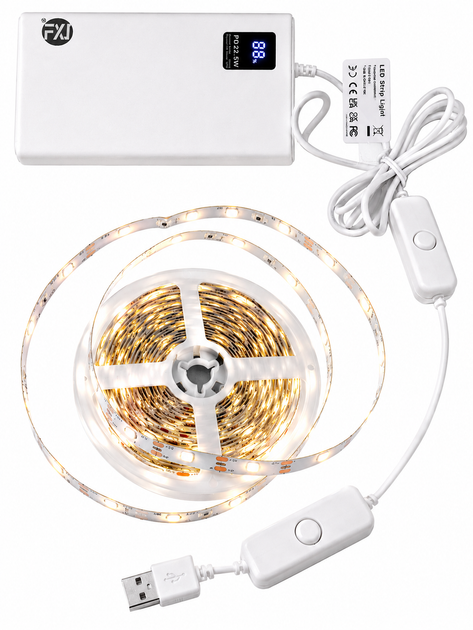 Світлодіодна LED-стрічка 15 м з USB-живленням та вимикачем, біла - зображення 2