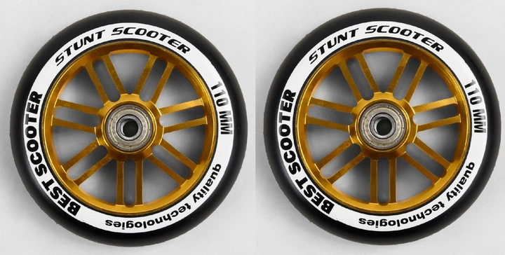 Колесо Best Scooter GOLD для трюкового самоката PU 110 мм металлический диск с подшипником 2 штуки (674367465) - Фото 8 Колесо Best Scooter GOLD для трюкового самоката PU 110 мм металлический диск с подшипником 2 штуки (674367465) - изображение 8