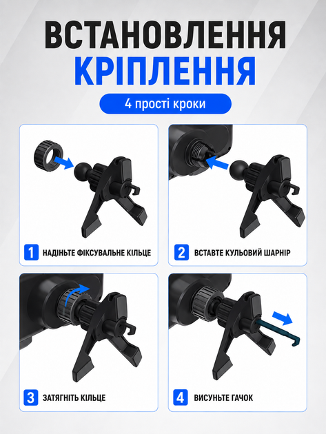 Автомобільний тримач SD01 з бездротовою зарядкою 15W на решітку авто з функцією повороту 90° Чорний - Фото 9 Автомобільний тримач SD01 з бездротовою зарядкою 15W на решітку авто з функцією повороту 90° Чорний - зображення 9