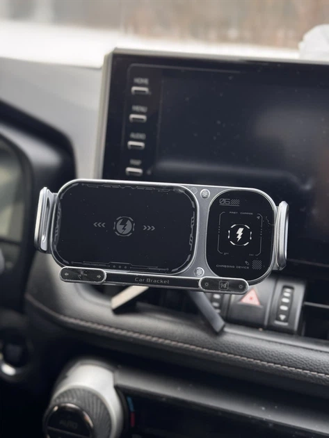 Автомобільний тримач SD01 з бездротовою зарядкою 15W на решітку авто з функцією повороту 90° Чорний - Фото 11 Автомобільний тримач SD01 з бездротовою зарядкою 15W на решітку авто з функцією повороту 90° Чорний - зображення 11