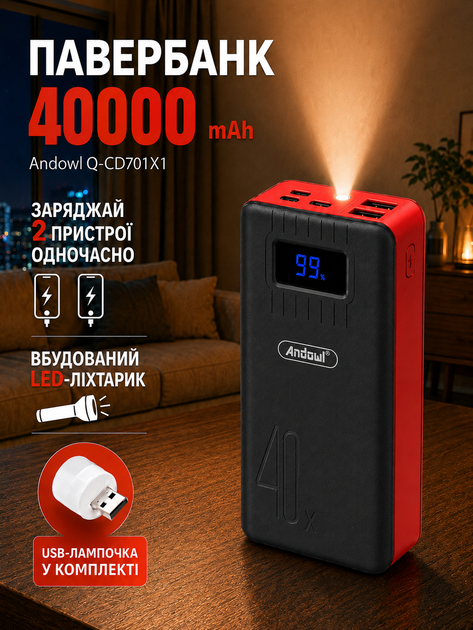Повербанк умб 40000 mah power bank Andowl Q-CD701X1 павербанк с