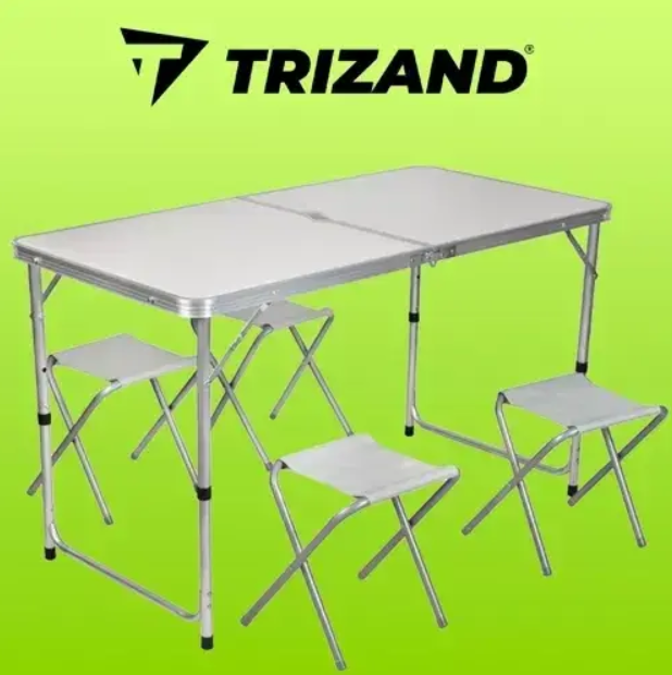 Стол со стульями для кемпинга Trizand Складной стол в комплекте с 4 стульями - Фото 4 Стол со стульями для кемпинга Trizand Складной стол в комплекте с 4 стульями - изображение 4