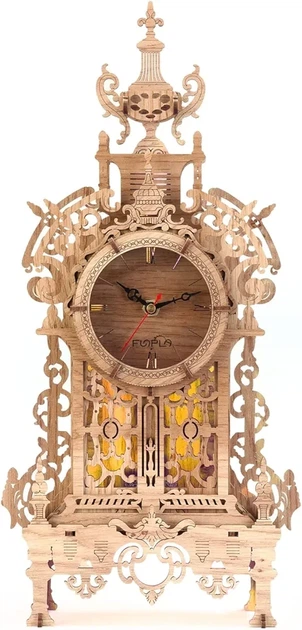 Деревянный 3D-пазл часы "Баряжа" (Bell Tower Clock) с LED-подсветкой - Фото 5 Деревянный 3D-пазл часы "Баряжа" (Bell Tower Clock) с LED-подсветкой - изображение 5
