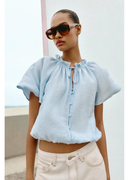 Блузка ZARA 18386 Блакитний M (8372) - Фото 1 Блузка ZARA 18386 Блакитний M (8372) - зображення 1