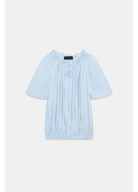 Блузка ZARA 18386 Блакитний M (8372) - Фото 4 Блузка ZARA 18386 Блакитний M (8372) - зображення 4