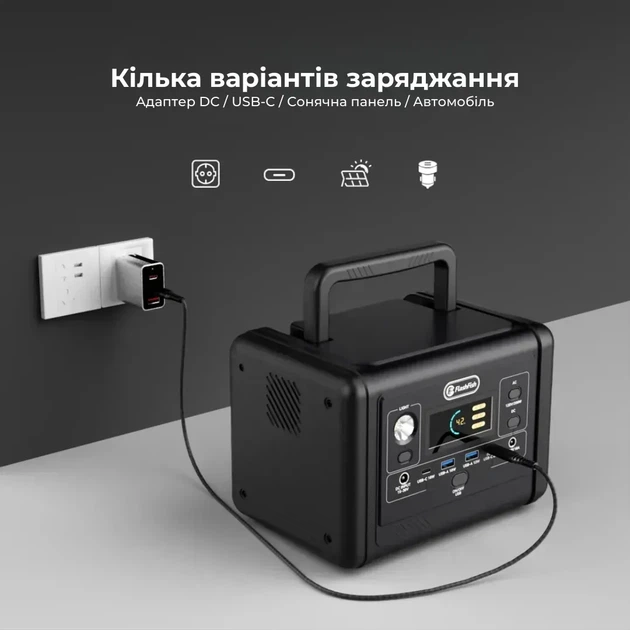 Портативна зарядна станція Flashfish T200 200 Вт 153,6 Вт·год LiFePO4 з чистою синусоїдою - зображення 2