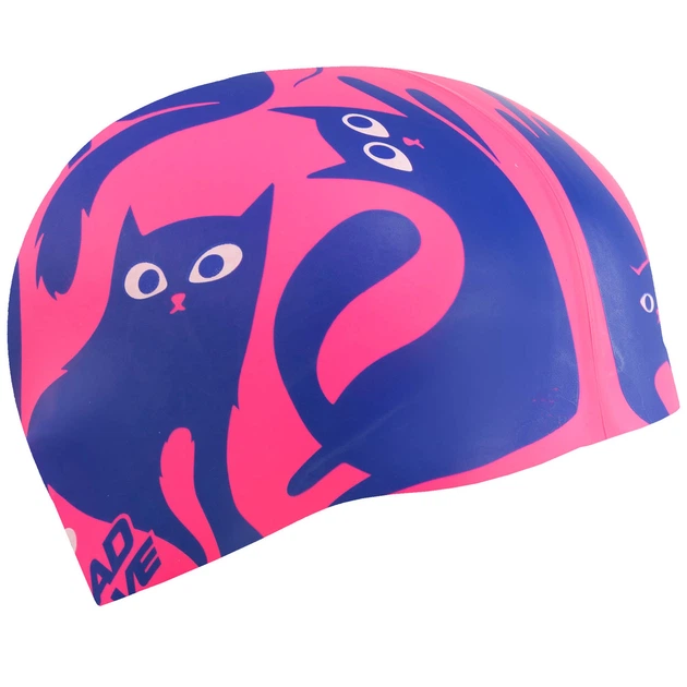Шапочка для плавання силіконова доросла котики Mad Swim 055457 Pink-Blue - зображення 2