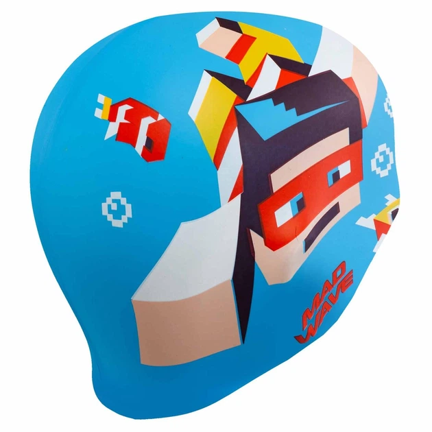 Шапочка для плавания силиконовая юниорская Майнкрафт Mad Swim 057421 Blue-Multicolor - изображение 2