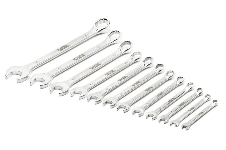 Ключі комбіновані MASTERTOOL SATIN FINISH набір 12 шт (6–14/17/19/22 мм) CrV DIN 3113 71-2112 - зображення 2