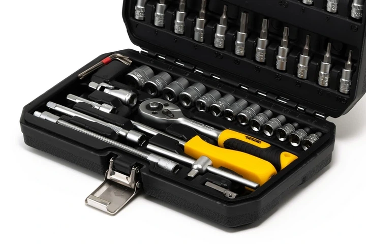 Набір інструментів MASTERTOOL ¼" 46 шт 4-14 мм CrV кейс з металевими замками 78-2047 - зображення 3