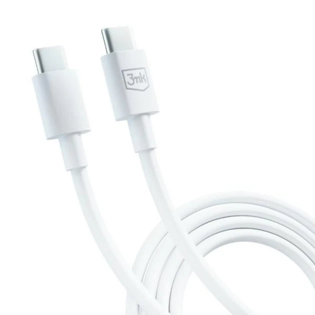 Кабель 3mk Hyper Cable USB-C - USB-C 100W 1.2m White (5903108541213) - Фото 7 Кабель 3mk Hyper Cable USB-C - USB-C 100W 1.2m White (5903108541213) - изображение 7