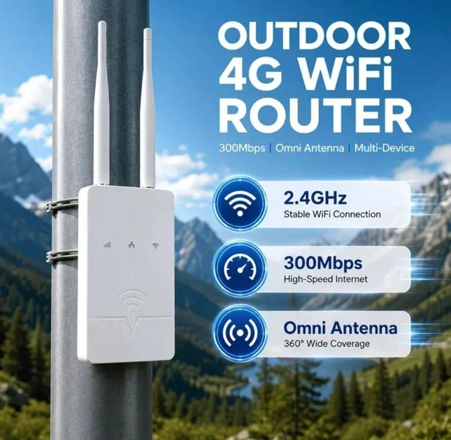 4G LTE модем, WiFi роутер, вуличний IP66, сім-карта, WIFI 4G точка доступу, USB-C, WLAN, захист IP66 - зображення 6