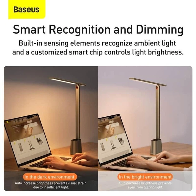 Настільна лампа Baseus Smart Eye Series 3000K/4000K/6000K Складна LED-лампа з акумулятором 2200 mAh та сенсорним керуванням для читання, навчання та роботи (DGZG-02), Сірий - зображення 6