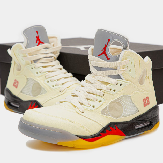 Кросівки чоловічі та жіночі Ni Air Jord 5 Off-White Sail / Най аір Джор 5 офф-вайт високі 41 - Фото 1 Кросівки чоловічі та жіночі Ni Air Jord 5 Off-White Sail / Най аір Джор 5 офф-вайт високі 41 - зображення 1