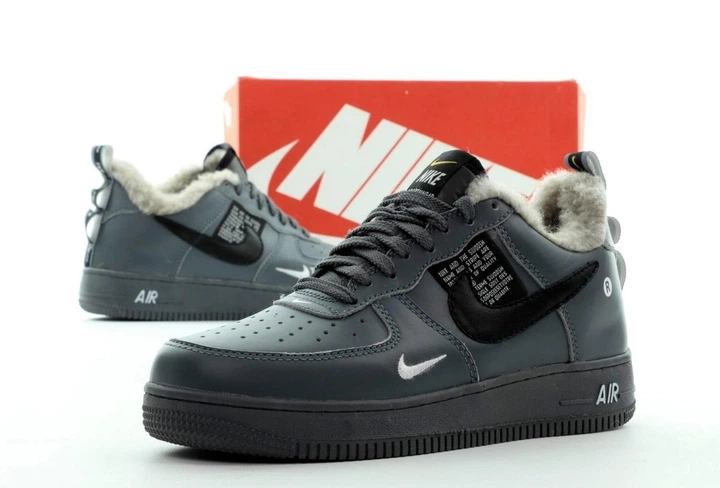 Кроссовки зимние мужские Ni Air Force 1 gray с мехом / кеды Най аир Форс 1 серые на меху 45 - Фото 3 Кроссовки зимние мужские Ni Air Force 1 gray с мехом / кеды Най аир Форс 1 серые на меху 45 - изображение 3