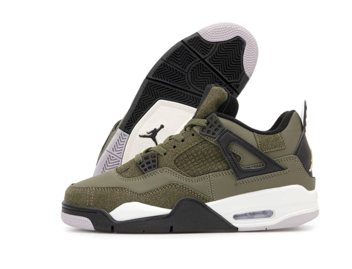 Кроссовки женские и мужские Ni Air Jord 4 Khaki Black White / Най аир Джорд 4 хаки черные 37 - изображение 5