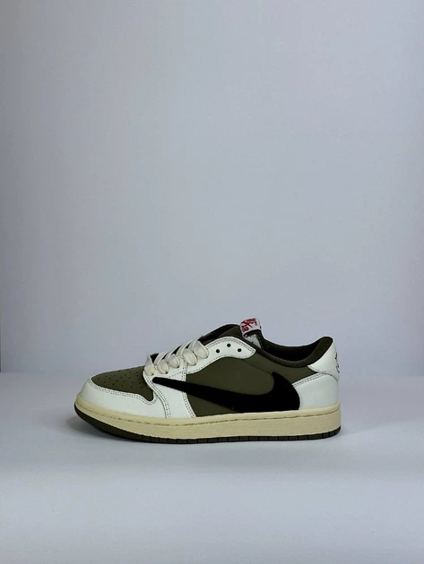 Кросівки жіночі Air Jordan 1 Retro Low OG SP Travis Scott Khaki White Black шкіра сітка текстиль 36р хакі з білим - зображення 5