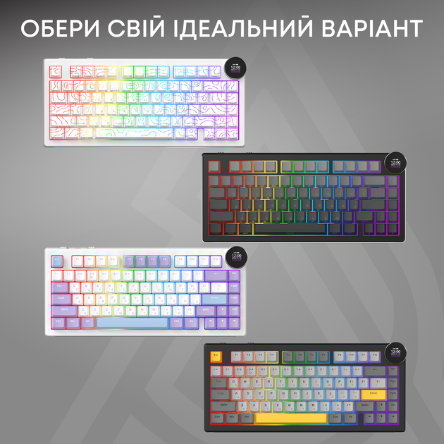 Клавиатура беспроводная Ajazz AK820 V2 White Peach Switch Wireless/Bluetooth/USB Black/Gray (AK820-V2-WP-S-BG) - Фото 16 Клавиатура беспроводная Ajazz AK820 V2 White Peach Switch Wireless/Bluetooth/USB Black/Gray (AK820-V2-WP-S-BG) - изображение 16