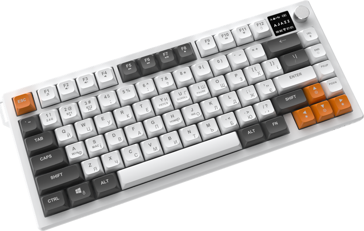 Клавиатура беспроводная Ajazz AF82 Wireless/Bluetooth/USB Gray/White/Orange (AF82-GWO) - изображение 4