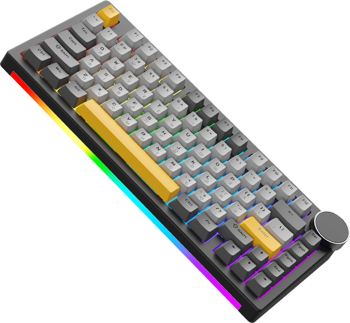 Клавиатура беспроводная Ajazz AK820 V2 Coconut Flake Switch Wireless/Bluetooth/USB Black/Gray/Yellow (AK820-V2-CF-BGY) - изображение 4