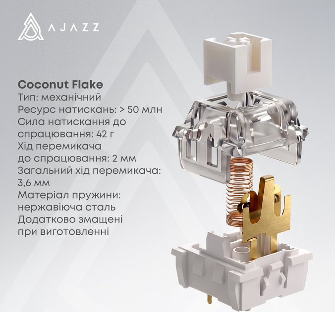 Клавиатура беспроводная Ajazz AK820 V2 Coconut Flake Switch Wireless/Bluetooth/USB Black/Gray/Yellow (AK820-V2-CF-BGY) - изображение 7