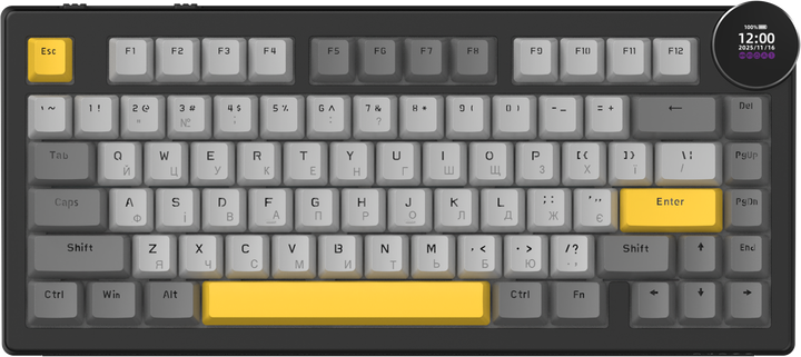 Клавиатура беспроводная Ajazz AK820 V2 White Peach Switch Wireless/Bluetooth/USB Black/Gray/Yellow (AK820-V2-WP-BGY) - Фото 2 Клавиатура беспроводная Ajazz AK820 V2 White Peach Switch Wireless/Bluetooth/USB Black/Gray/Yellow (AK820-V2-WP-BGY) - изображение 2