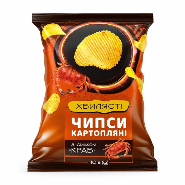 Чіпси "7" хвилясті зі смаком краба 110 г - Фото 1 Чіпси "7" хвилясті зі смаком краба 110 г - изображение 1