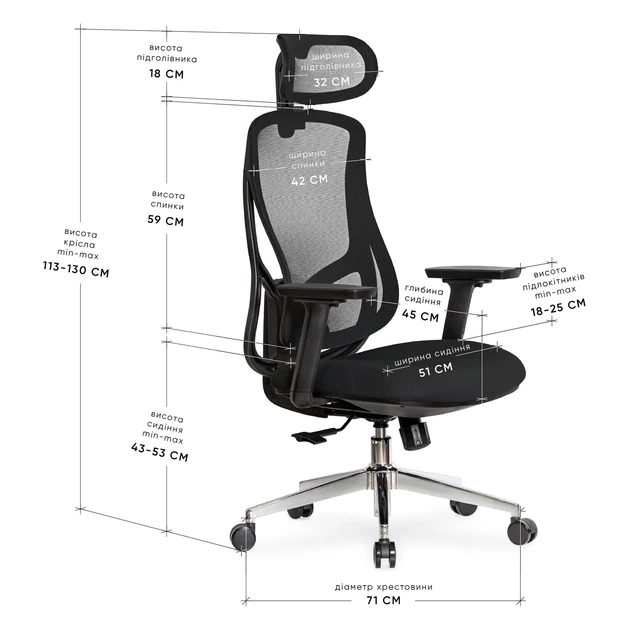 Крісло Mealux Flow Fabric Black (арт. HF-B30 F/B) - Фото 3 Крісло Mealux Flow Fabric Black (арт. HF-B30 F/B) - изображение 3