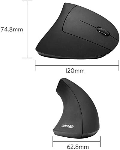 Беспроводная вертикальная мышь Anker A7852 2.4 ГГц, USB, 800/1200/1600 DPI, 5 кнопок, черная - изображение 4