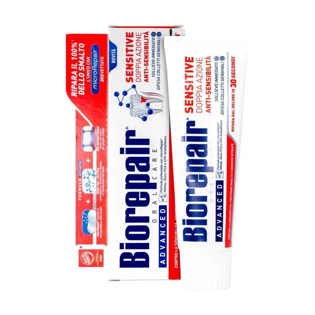 Зубна паста Biorepair Advanced Sensitive Doppia Azione 75 мл (8017331097175) - Фото 2 Зубна паста Biorepair Advanced Sensitive Doppia Azione 75 мл (8017331097175) - изображение 2