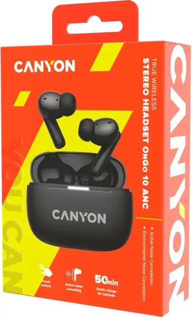 Наушники Canyon OnGo TWS-10 ANC ENC Black (CNS-TWS10B) - Фото 8 Наушники Canyon OnGo TWS-10 ANC ENC Black (CNS-TWS10B) - изображение 8