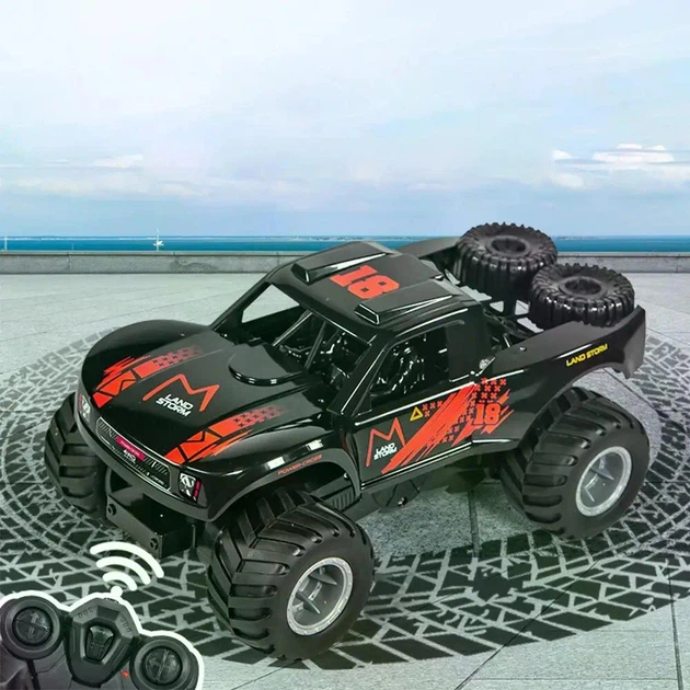 Радіокерована машинка-амфібія JJRC Q156 (1:16) для суші та води Чорний з червоним - зображення 2