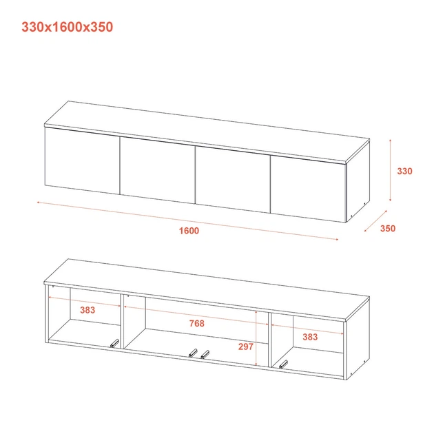 Тумба ТВ Doros Левия Канноло 4Д 160х35х33 (41516197) - изображение 4