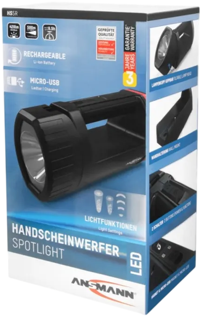 Reflektor akumulatorowy Ansmann HS5R Czarny 1600-0222 (4013674139828) - obraz 10