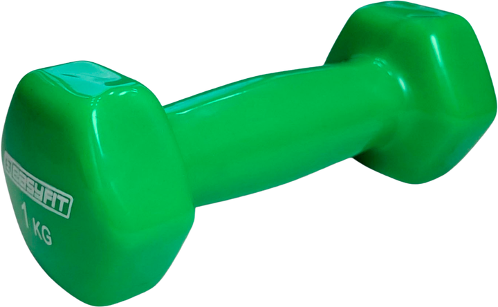 Гантель для фітнесу EasyFit 1 кг 1 шт. з вініловим покриттям цільна лита нерозбірна Зелена (EF-0010-G) (56003011) - Фото 1 Гантель для фітнесу EasyFit 1 кг 1 шт. з вініловим покриттям цільна лита нерозбірна Зелена (EF-0010-G) (56003011) - зображення 1