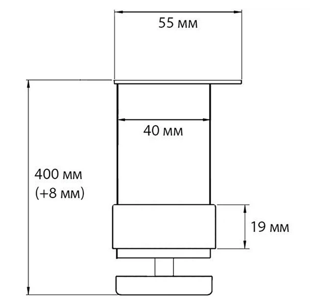 Ніжка регульована Ozkardesler Metal Kare Duz 4*4*40 см Чорна - изображение 2