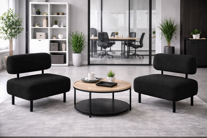 Диван компактный Tobi Sho Люмо для офиса, гостиной, студии, салона, 1000х540х750 букле Alpaca Черный/99 - Фото 2 Диван компактный Tobi Sho Люмо для офиса, гостиной, студии, салона, 1000х540х750 букле Alpaca Черный/99 - изображение 2