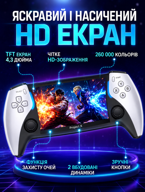 Портативная игровая консоль SUP X-8G 10000 игр, ретро приставка мультимедийная, экран 4.3" - изображение 3