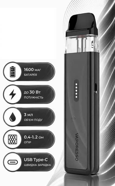 Pod-система Vaporesso XROS 6 Mini Black 1600мАч электронка черная с верхней заправкой подик со сменным картриджем 3мл - изображение 2