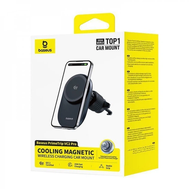 Автомобільний тримач з Бездротовим ЗП Baseus PrimeTrip VC2 Pro Qi2.2 25W black - изображение 2
