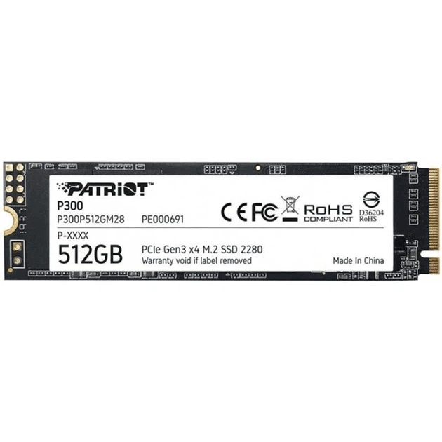 Накопичувач SSD Patriot P300 512GB M.2 2280 NVMe PCIe 3.0 x4 3D NAND TLC (P300P512GM28) - Фото 1 Накопичувач SSD Patriot P300 512GB M.2 2280 NVMe PCIe 3.0 x4 3D NAND TLC (P300P512GM28) - зображення 1