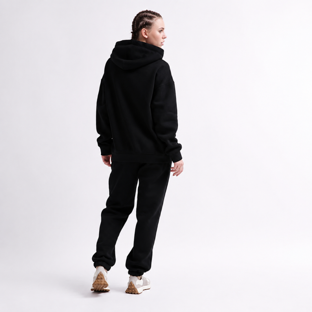 Уютный черный спортивный костюм в стиле oversize 55862 размер S - Фото 2 Уютный черный спортивный костюм в стиле oversize 55862 размер S - изображение 2