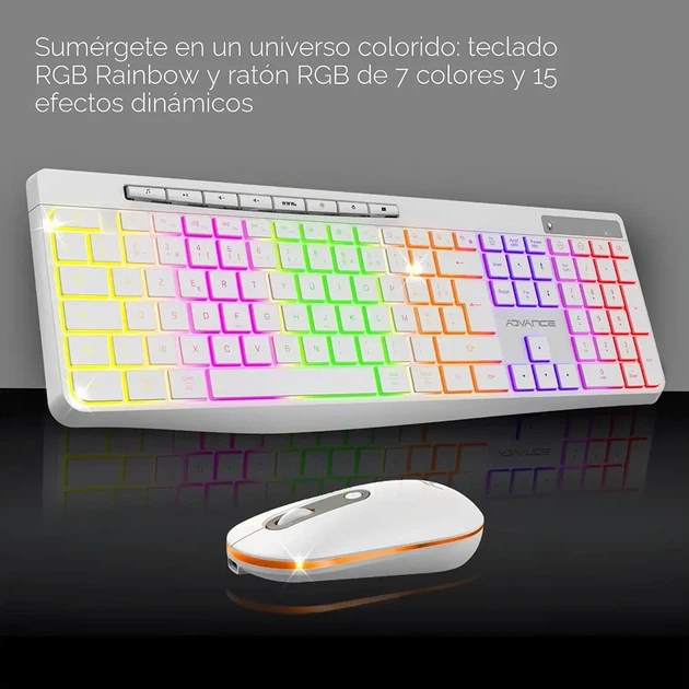 Бездротова клавіатура з мишкою 1600 DPI AD Advance RGB, акумуляторний комплект, безшумна клавіатура та миша, уцінка - зображення 3