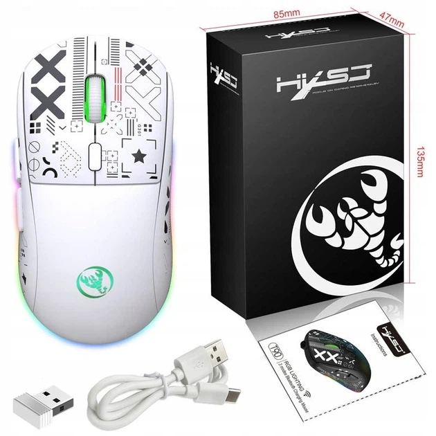 Ігрова бездротова миша HXSJ T90 (2.4G, Bluetooth, USB). З підсвічуванням та акумулятором - Фото 2 Ігрова бездротова миша HXSJ T90 (2.4G, Bluetooth, USB). З підсвічуванням та акумулятором - изображение 2