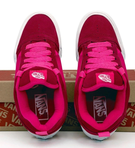 Кроссовки женские Va Knu Skool Bordo Pink White / кеды Ва бордовые розовые белые 37 - Фото 5 Кроссовки женские Va Knu Skool Bordo Pink White / кеды Ва бордовые розовые белые 37 - изображение 5