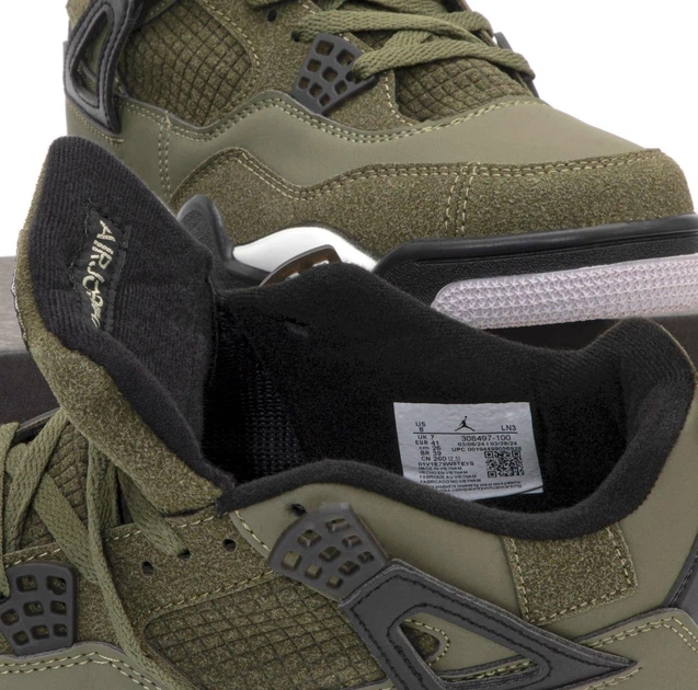 Кроссовки женские и мужские Ni Air Jord 4 Khaki Black White / Най аир Джорд 4 хаки черные 37 - изображение 7