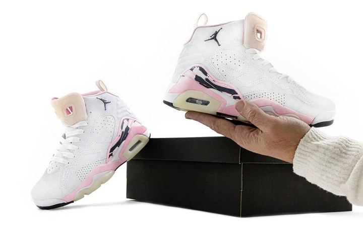 Кроссовки женские Ni Air Jord Jumpman MVP White Pink / кроссовки Най Джорд белые с розовым высокие 37 - изображение 8