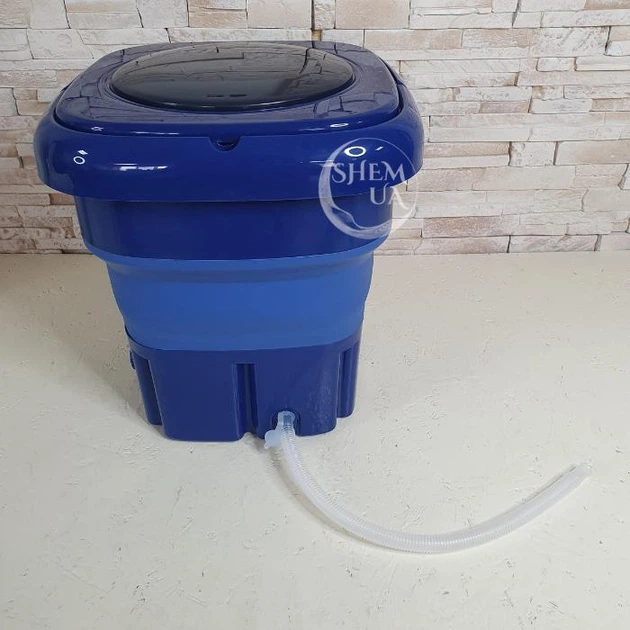 Стиральная машина мини складная 18 л Folding Washing Machine, портативная стиралка до 2 кг с отжимом для дома и путешествий, электрическая компактная стиральная машинка для носков, белья, мелких вещей Синяя, WM-2690-Blue - изображение 12