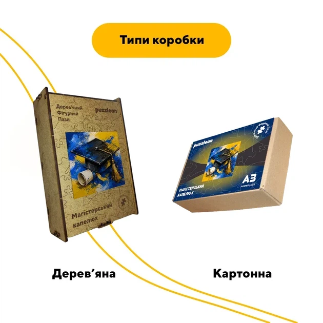 Дерев'яний фігурний пазл Магістерський Капелюх, А2, Дерев'яна коробка 300+ елементів - Фото 4 Дерев'яний фігурний пазл Магістерський Капелюх, А2, Дерев'яна коробка 300+ елементів - зображення 4