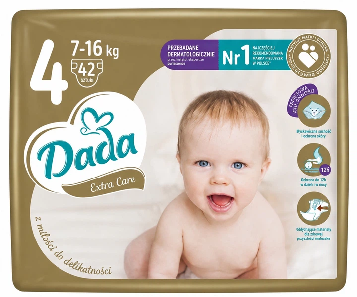 Підгузки памперси Dada Extra Care Розмір 4 (7-16 кг) 42 шт - Фото 1 Підгузки памперси Dada Extra Care Розмір 4 (7-16 кг) 42 шт - изображение 1